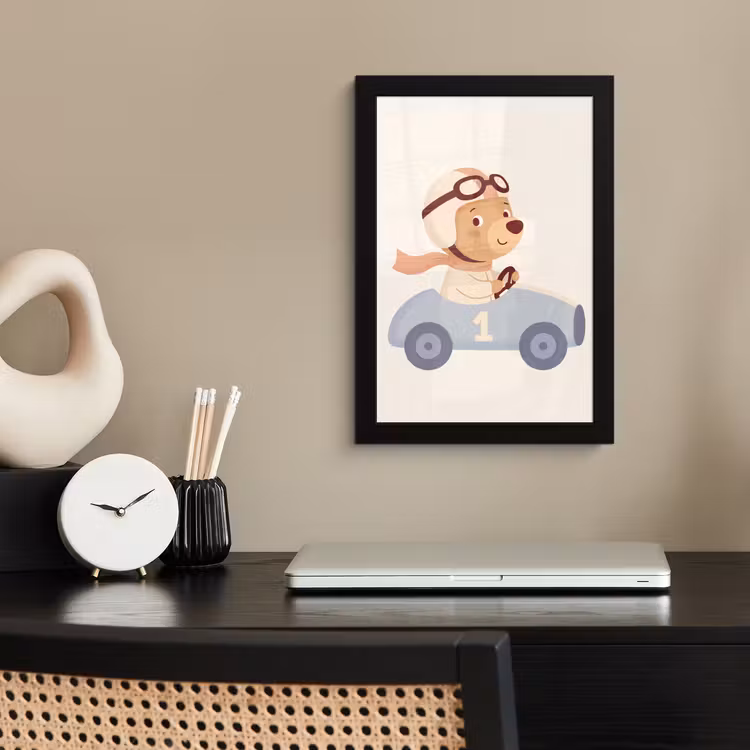 Bilder mit Rahmen - Bär – Auto – Kinderzimmer – Cartoon – Verspielt — 2