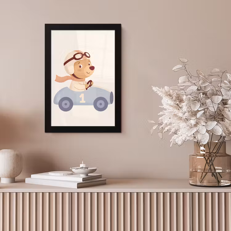 Bilder mit Rahmen - Bär – Auto – Kinderzimmer – Cartoon – Verspielt — 4