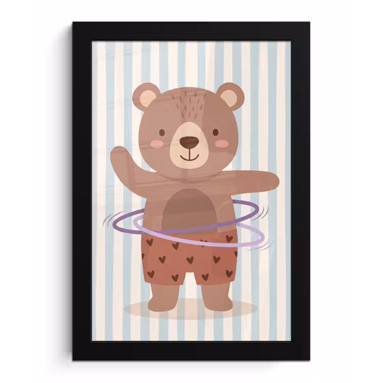 Bilder mit Rahmen - Bär – Reifen – Kinderzimmer – Illustration – Braun — 1