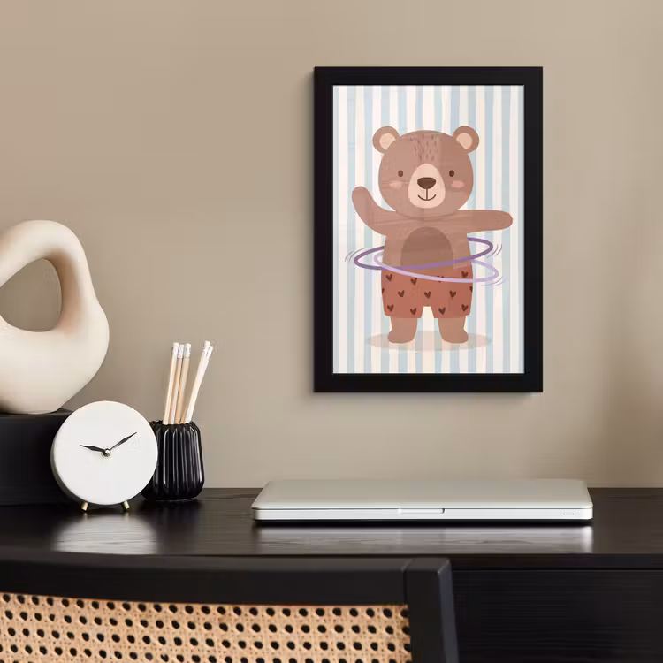 Bilder mit Rahmen - Bär – Reifen – Kinderzimmer – Illustration – Braun — 2