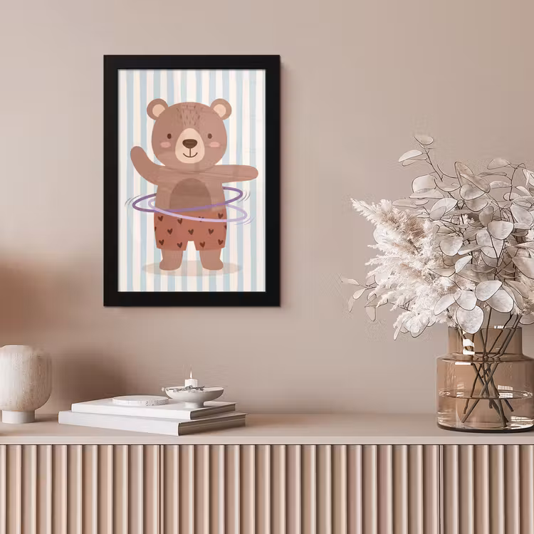Bilder mit Rahmen - Bär – Reifen – Kinderzimmer – Illustration – Braun — 4