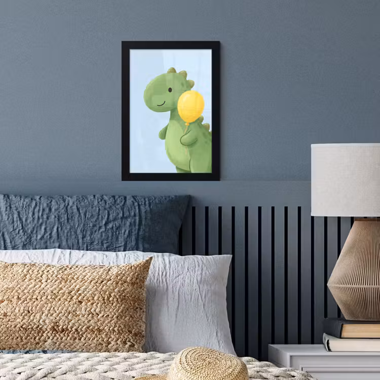 Bilder mit Rahmen - Dinosaurier – Luftballon – Kinderzimmer – Illustration – Grün — 3