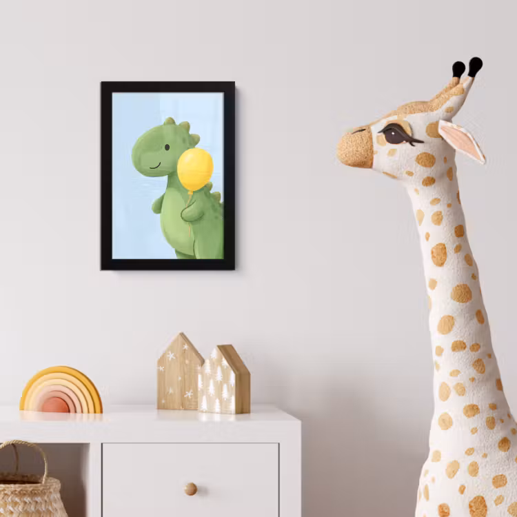 Bilder mit Rahmen - Dinosaurier – Luftballon – Kinderzimmer – Illustration – Grün — 5