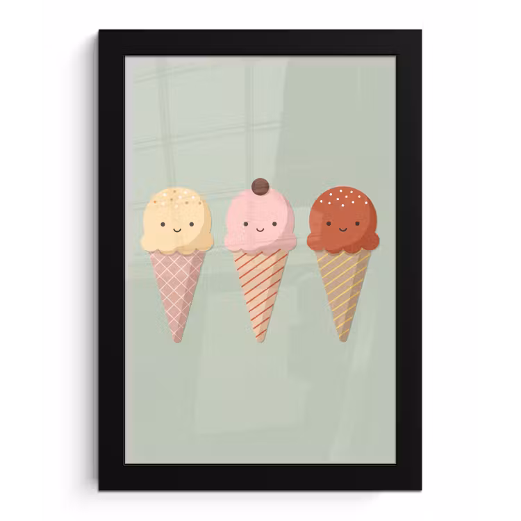 Bilder mit Rahmen - Eis – Eistüten – Essen – Illustration – Fröhlich — 1