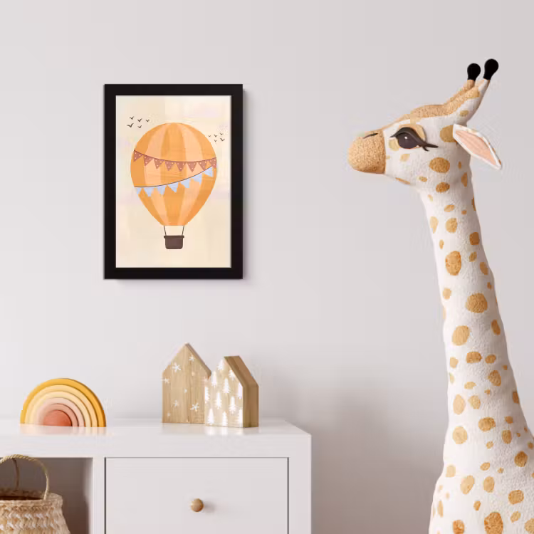 Bilder mit Rahmen - Heißluftballon – Girlanden – Abenteuer – Illustration – Orange — 5