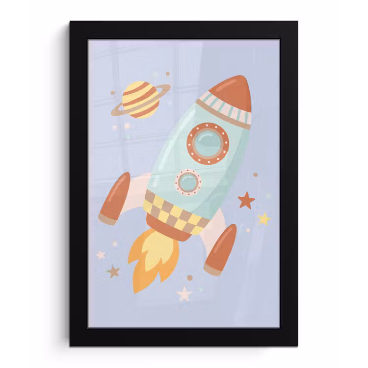 Bilder mit Rahmen - Rakete – Weltraum – Planet – Illustration — 1