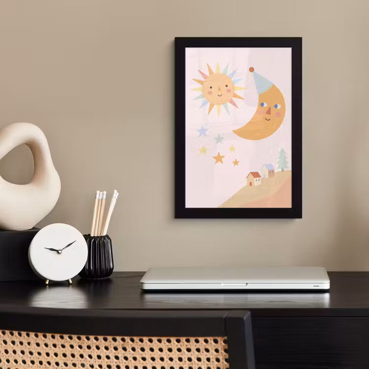 Bilder mit Rahmen - Sonne – Mond – Sterne – Kinderzimmer – Pastell — 2