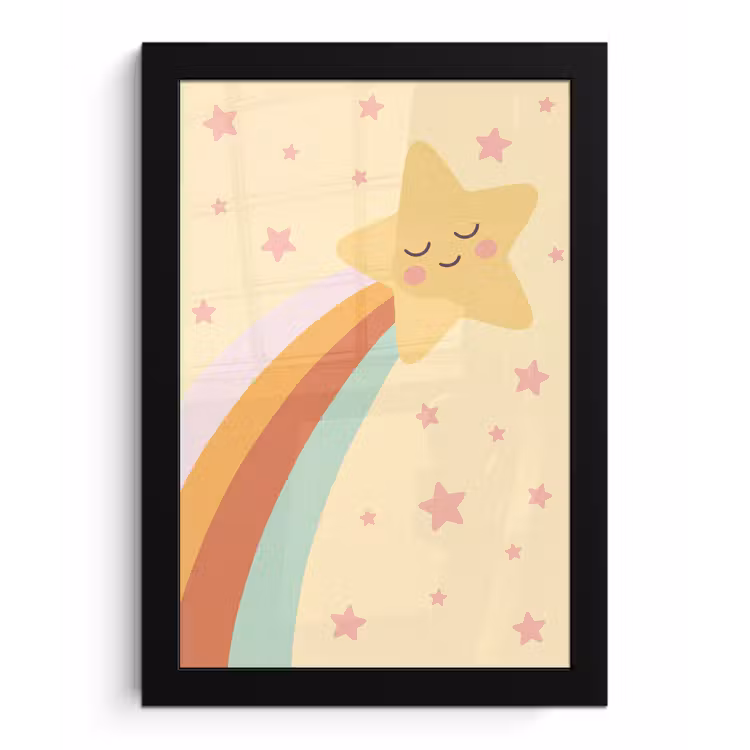 Bilder mit Rahmen - Stern – Regenbogen – Nacht – Illustration – Pastell — 1