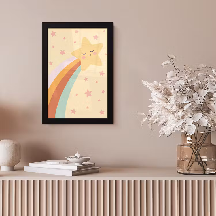 Bilder mit Rahmen - Stern – Regenbogen – Nacht – Illustration – Pastell — 4