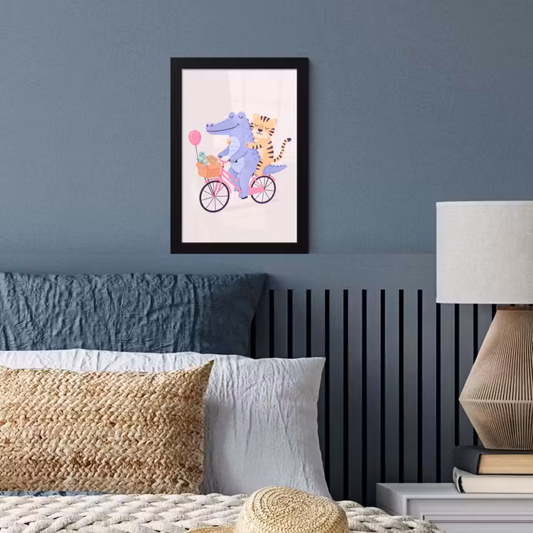 Bilder mit Rahmen - Tiere – Fahrrad – Freundschaft – Illustration – Rosa — 3