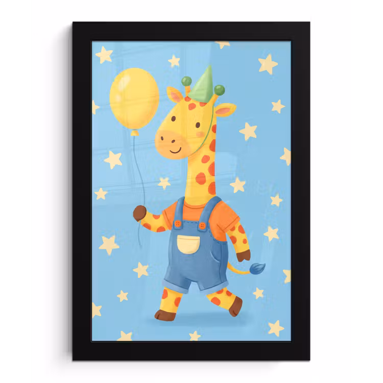 Bilder mit Rahmen - Tiere – Giraffe – Luftballon – Party – Kinderzimmer — 1