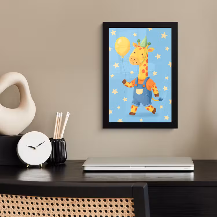 Bilder mit Rahmen - Tiere – Giraffe – Luftballon – Party – Kinderzimmer — 2