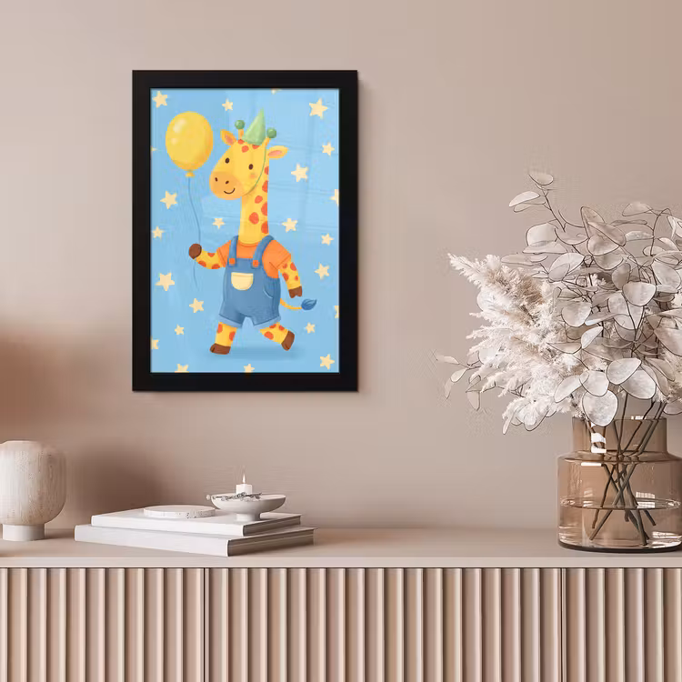 Bilder mit Rahmen - Tiere – Giraffe – Luftballon – Party – Kinderzimmer — 4