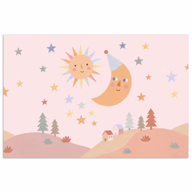 Poster - Sonne – Mond – Sterne – Kinderzimmer – Pastell — 1