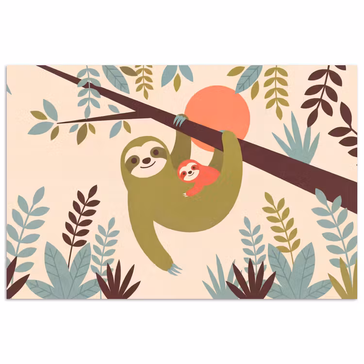 Poster - Tiere – Mutter – Baby – Natur – Grün — 1