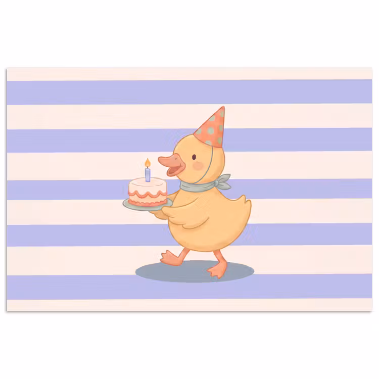 Poster - Vogel – Fest – Torte – Kinder – Illustration — 1