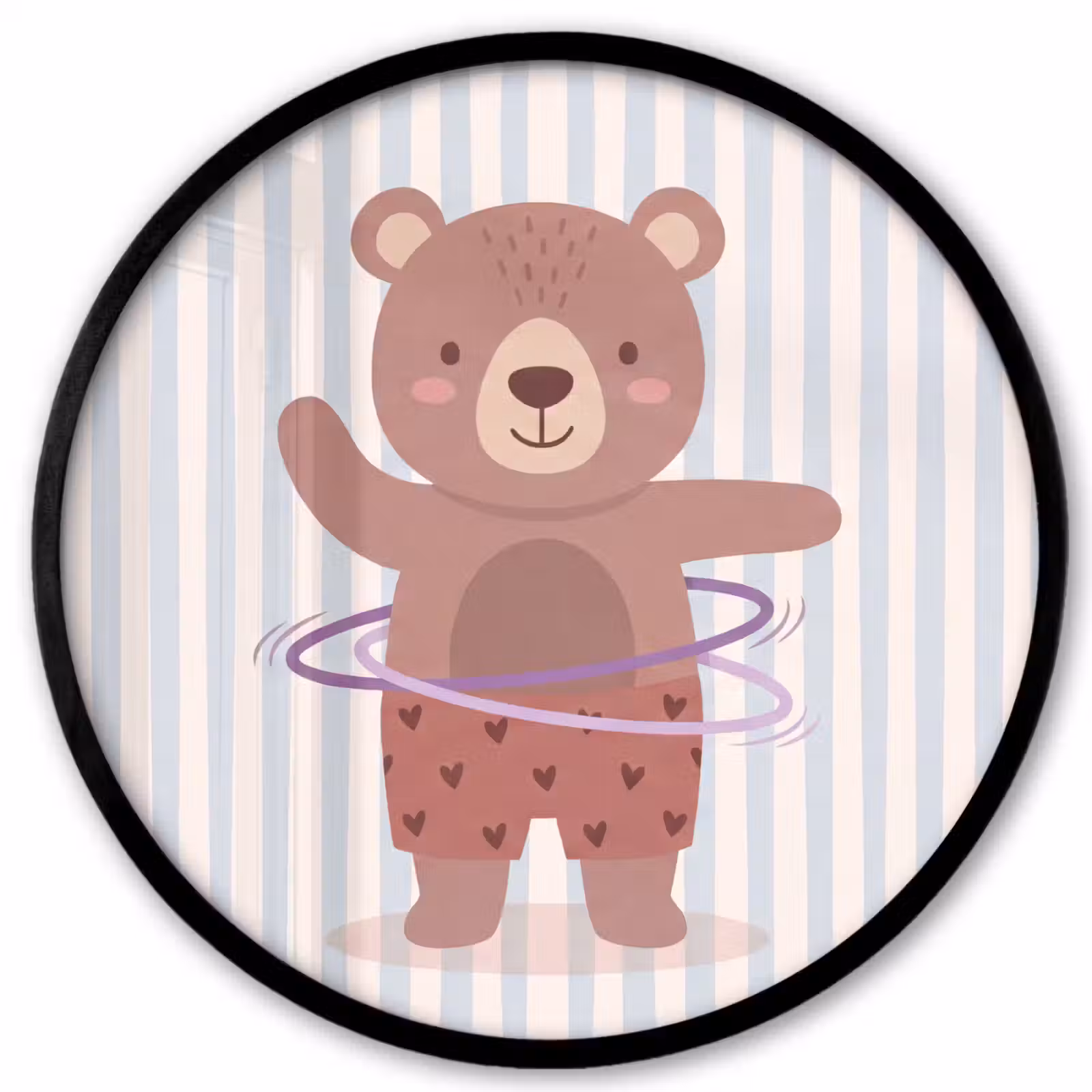 Poster im Rahmen Rund - Bär – Reifen – Kinderzimmer – Illustration – Braun — 1