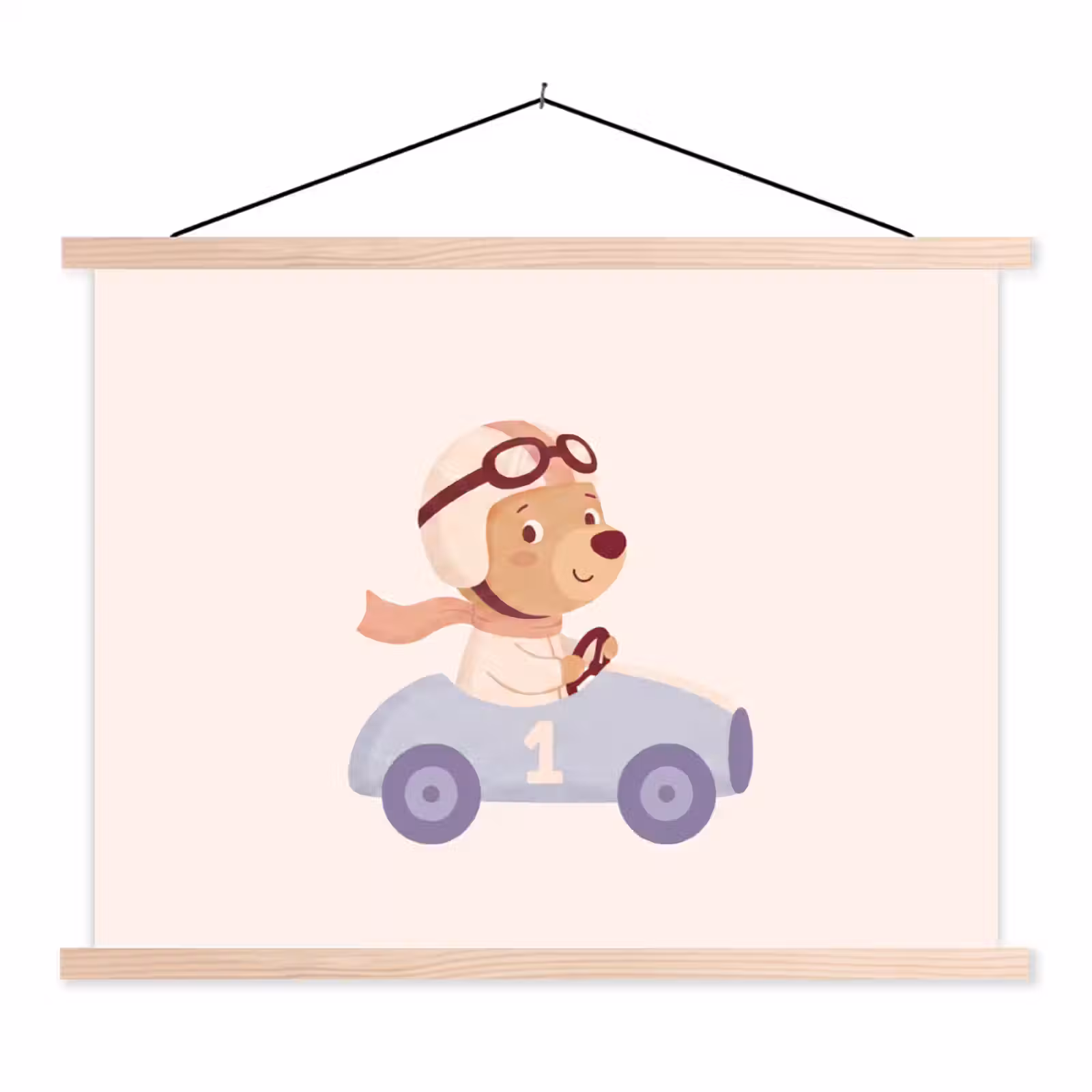 Stoffbild - Bär – Auto – Kinderzimmer – Cartoon – Verspielt — 1