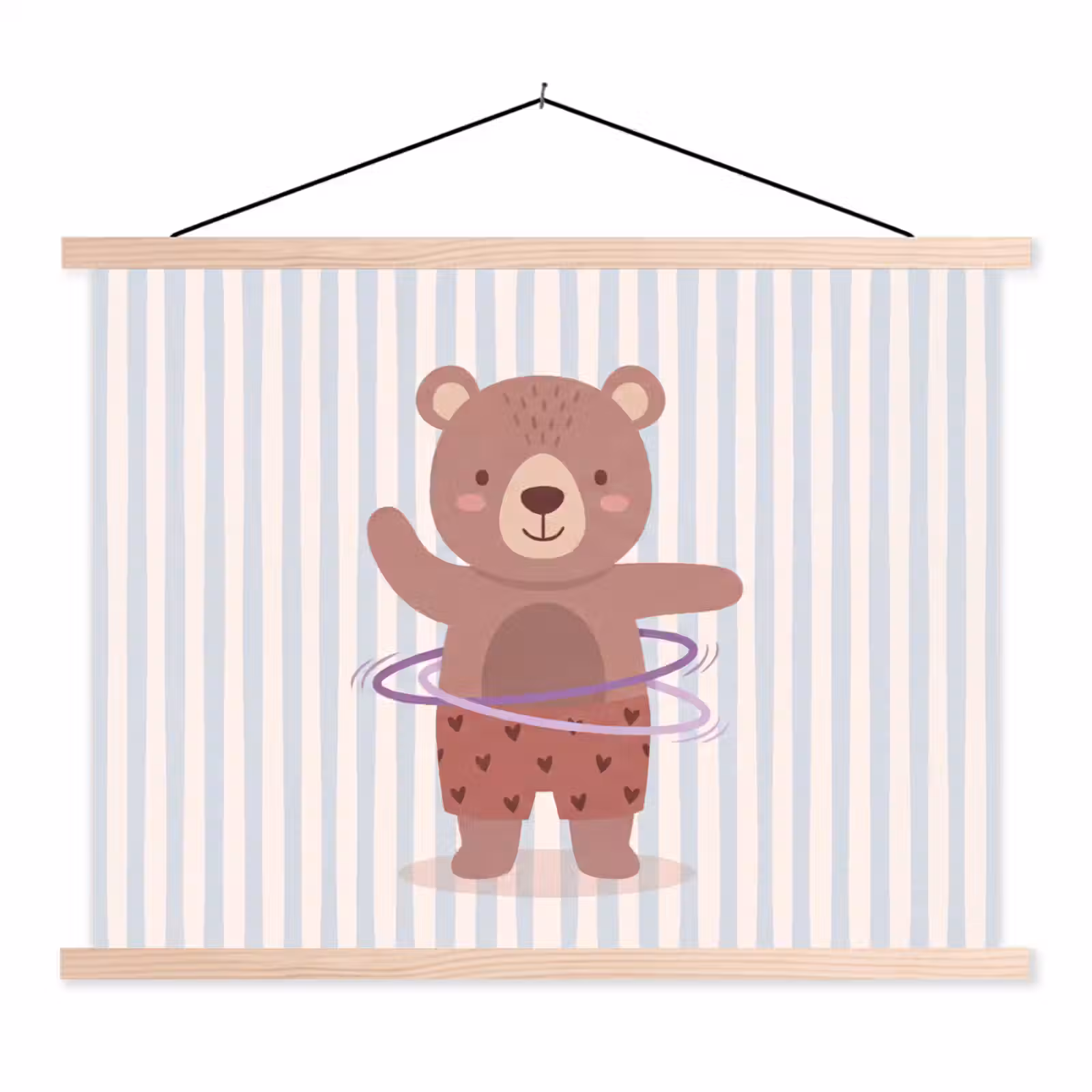 Stoffbild - Bär – Reifen – Kinderzimmer – Illustration – Braun — 1