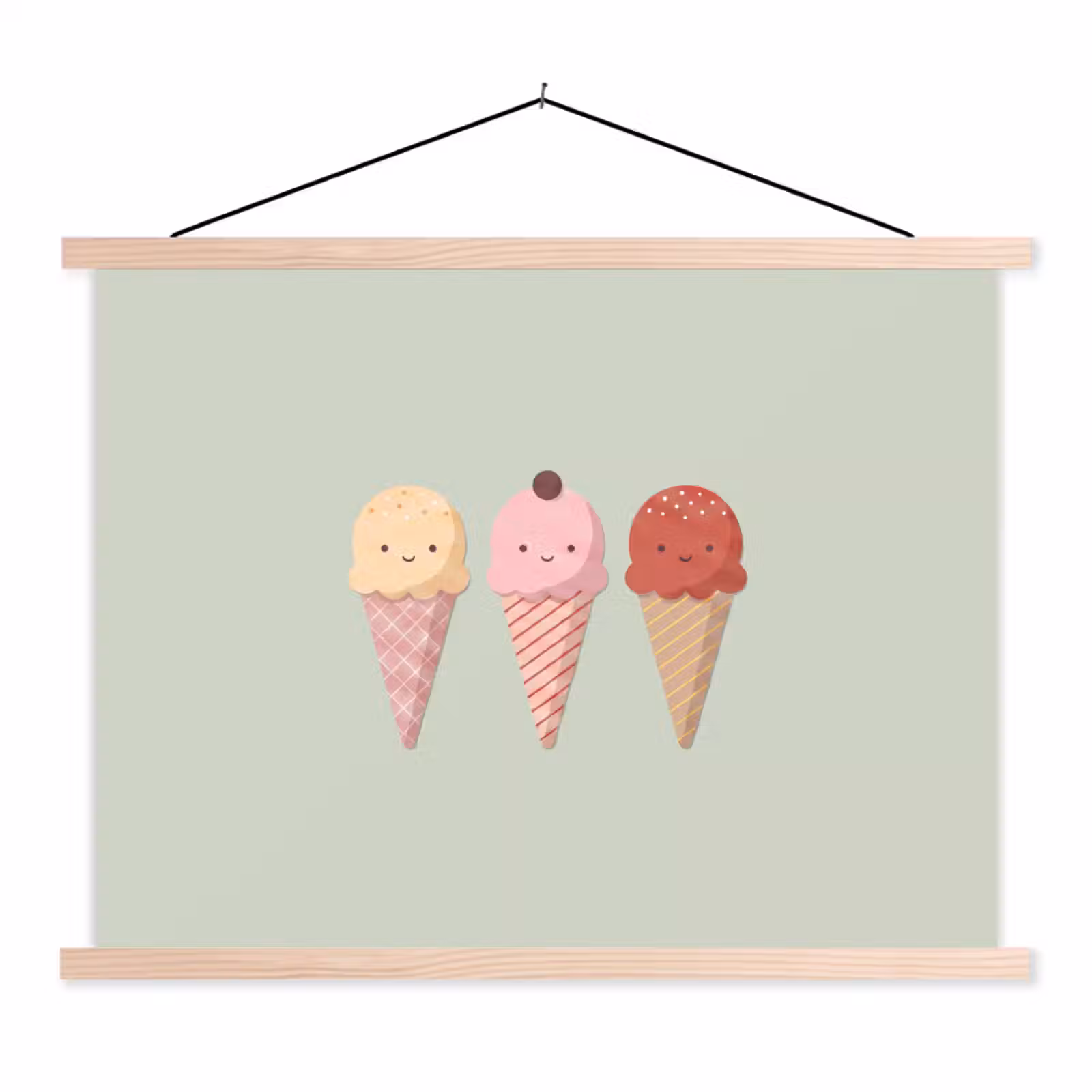 Stoffbild - Eis – Eistüten – Essen – Illustration – Fröhlich — 1
