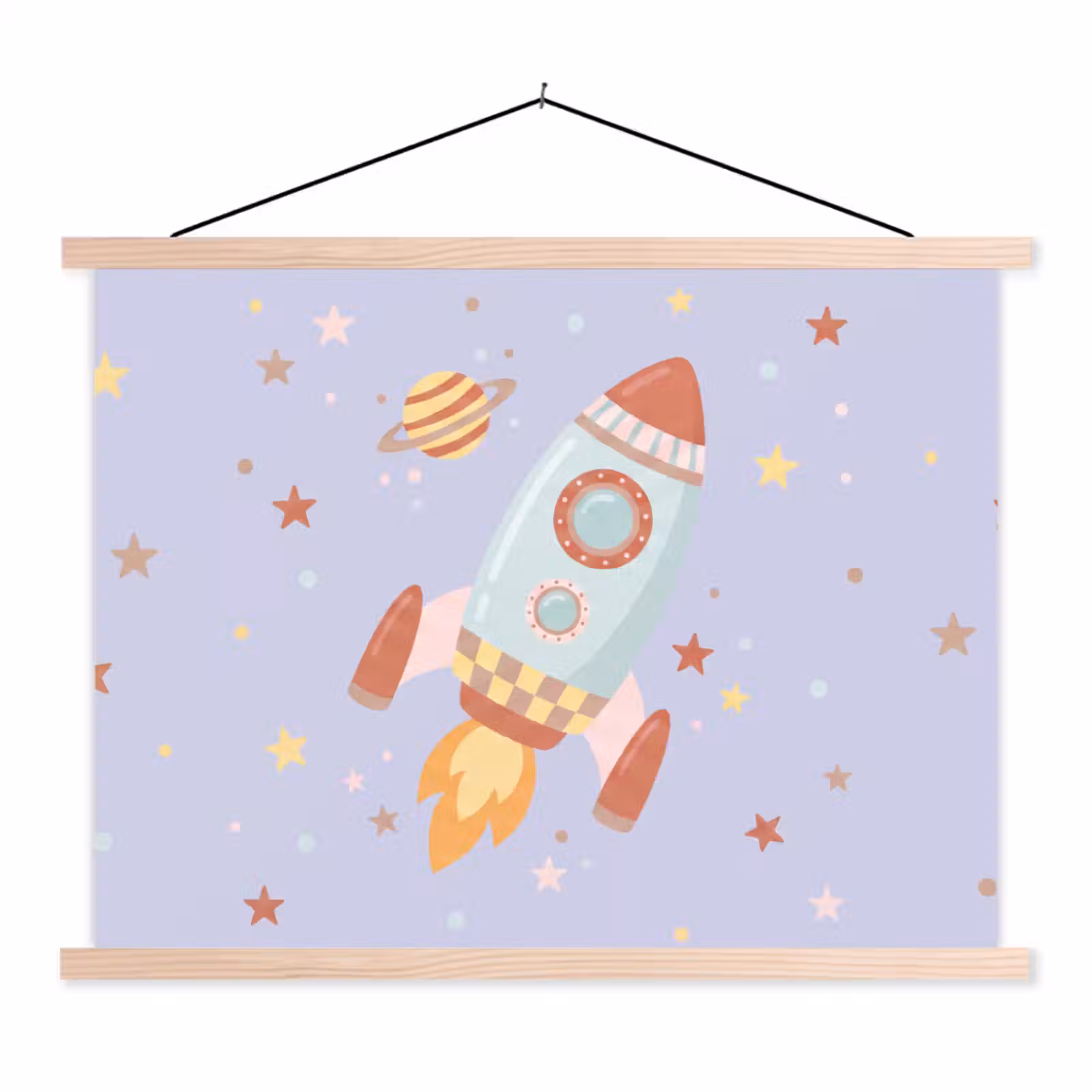 Stoffbild - Rakete – Weltraum – Planet – Illustration — 1