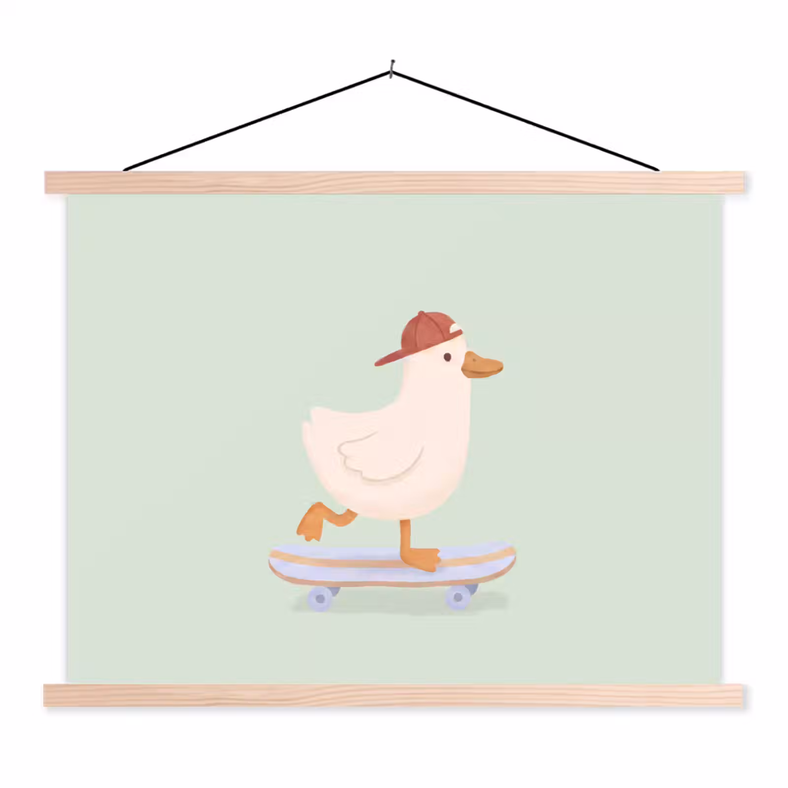 Stoffbild - Vogel – Skateboard – Tiere – Cartoon – Verspielt — 1
