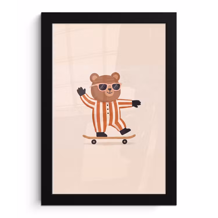 Bilder mit Rahmen - Tiere – Skateboard – Spiel – Zeichentrick – Rosa — 1