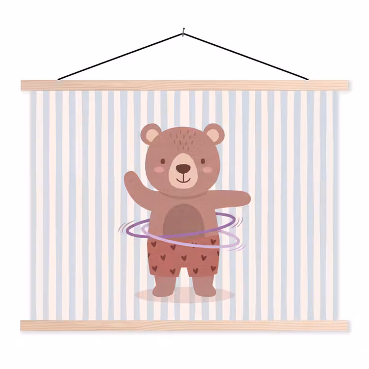 Stoffbild - Bär – Reifen – Kinderzimmer – Illustration – Braun — 1