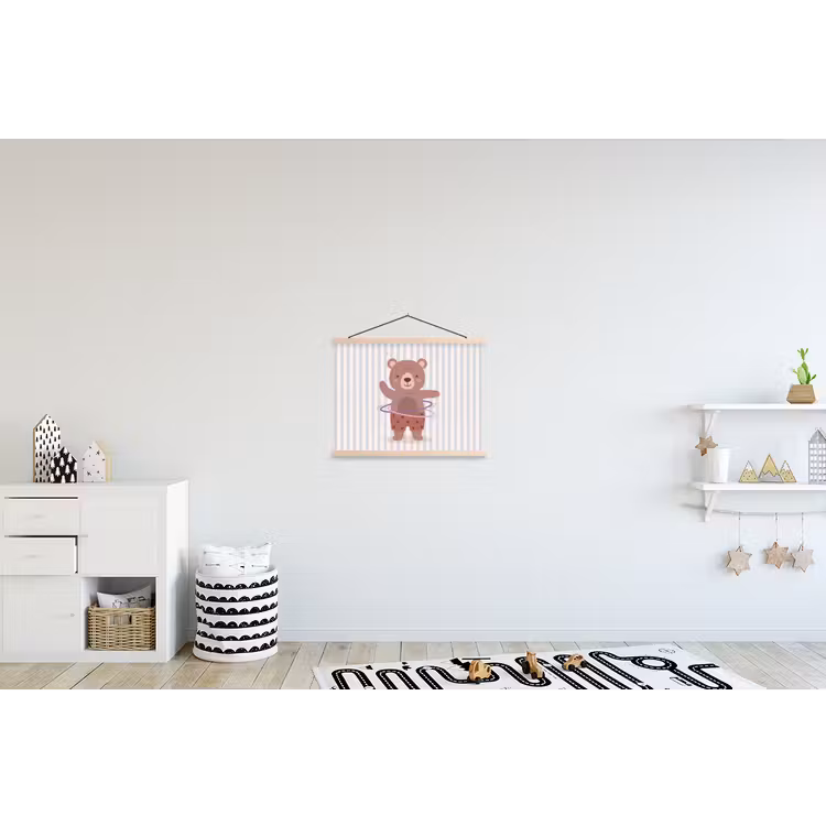 Stoffbild - Bär – Reifen – Kinderzimmer – Illustration – Braun — 2