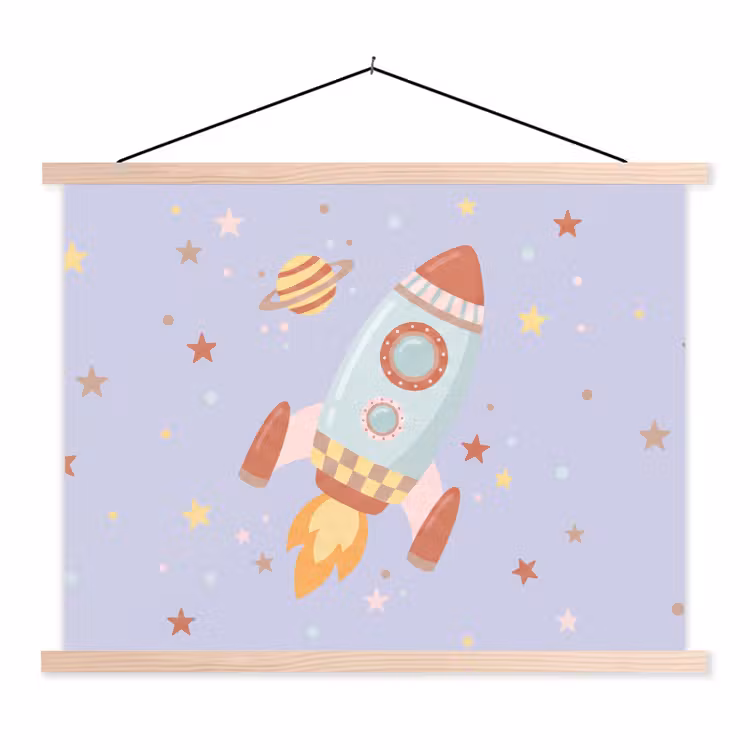 Stoffbild - Rakete – Weltraum – Planet – Illustration — 1