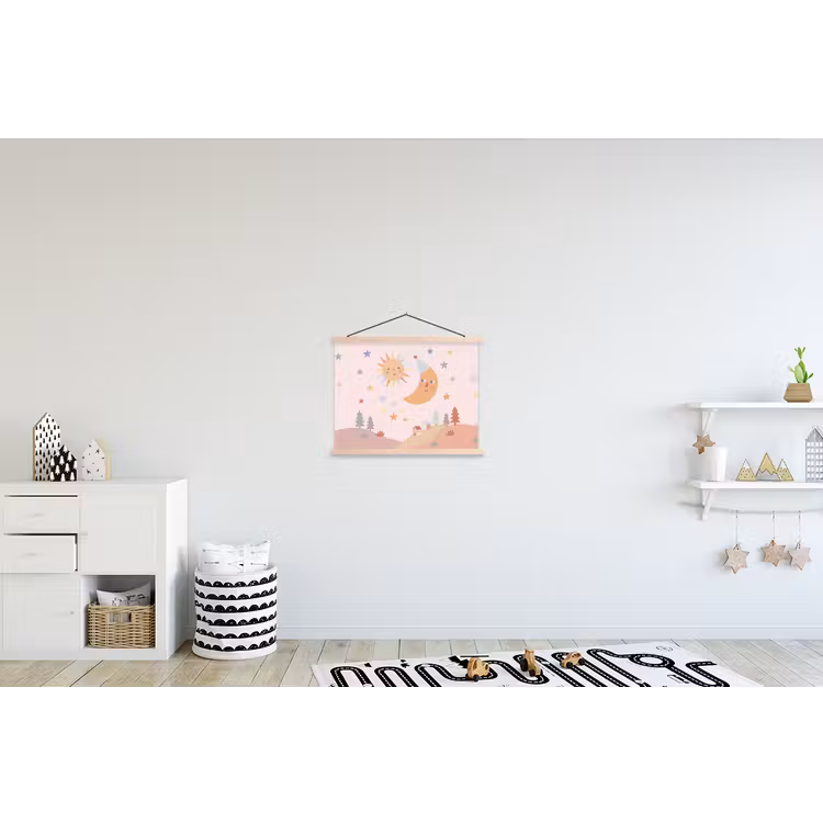 Stoffbild - Sonne – Mond – Sterne – Kinderzimmer – Pastell — 2