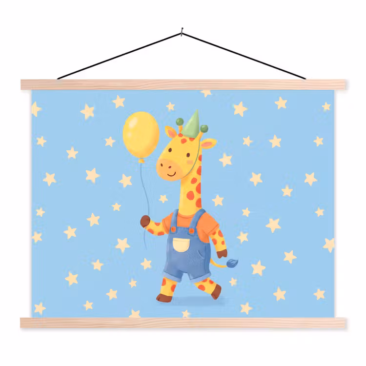 Stoffbild - Tiere – Giraffe – Luftballon – Party – Kinderzimmer — 1