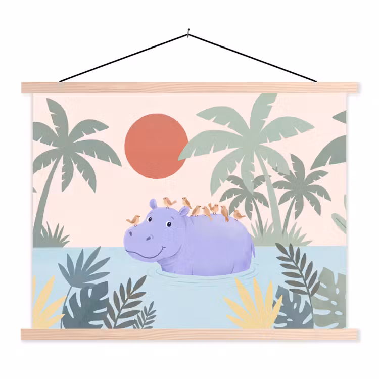 Stoffbild - Tiere – Vogel – Wasser – Natur – Illustration — 1