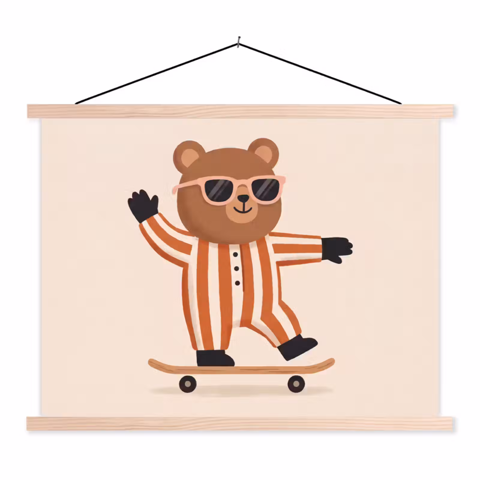 Stoffbild - Tiere – Skateboard – Spiel – Zeichentrick – Rosa — 1