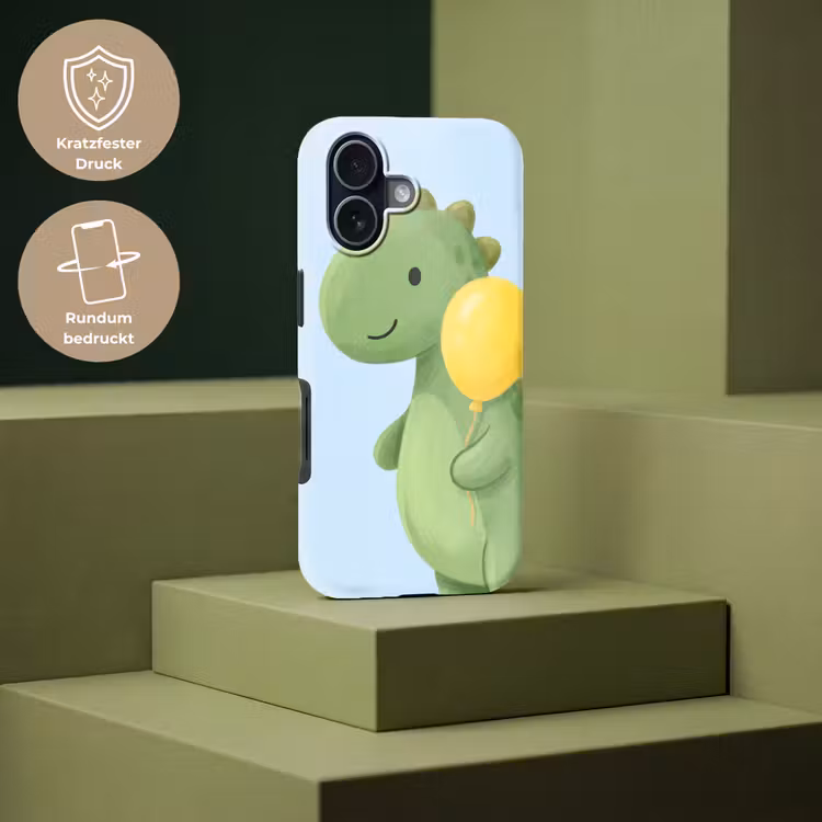 Handyhülle Toughcase - Dinosaurier – Luftballon – Kinderzimmer – Illustration – Grün — 7