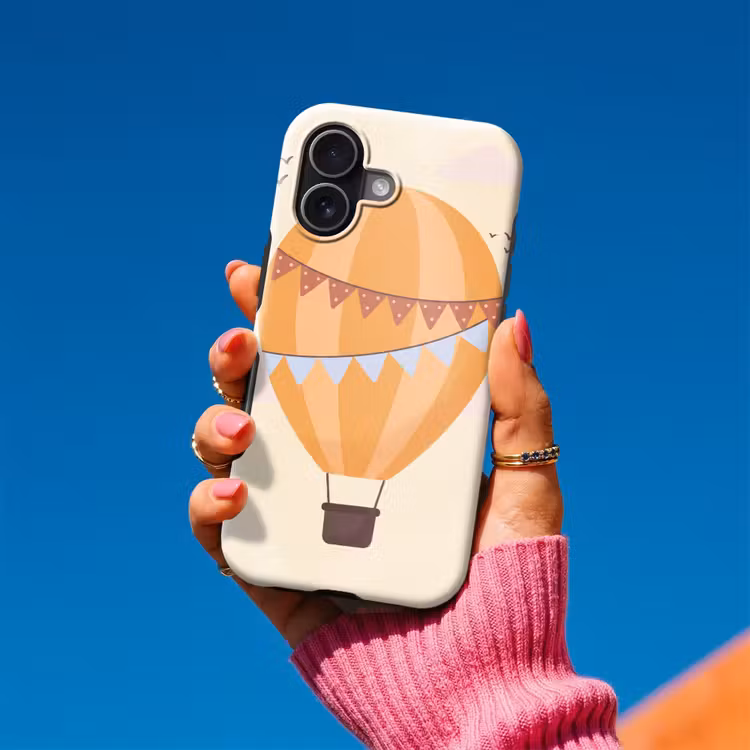 Handyhülle Toughcase - Heißluftballon – Girlanden – Abenteuer – Illustration – Orange — 2