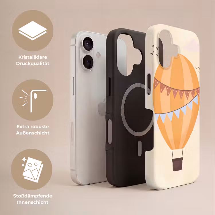 Handyhülle Toughcase - Heißluftballon – Girlanden – Abenteuer – Illustration – Orange — 3