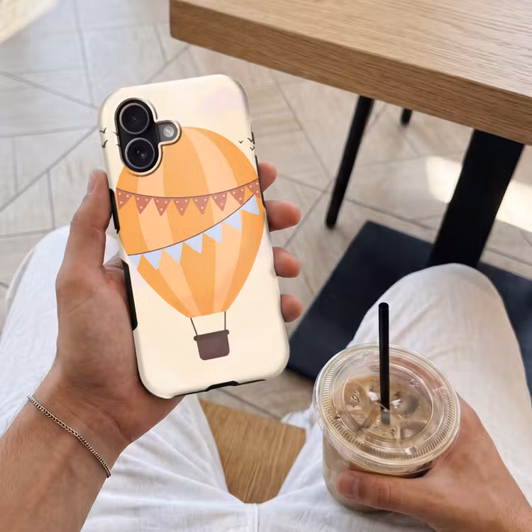 Handyhülle Toughcase - Heißluftballon – Girlanden – Abenteuer – Illustration – Orange — 4
