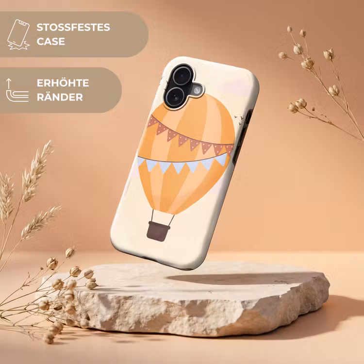 Handyhülle Toughcase - Heißluftballon – Girlanden – Abenteuer – Illustration – Orange — 5