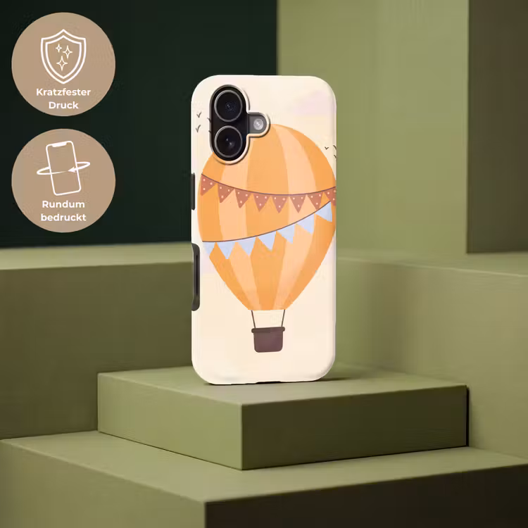 Handyhülle Toughcase - Heißluftballon – Girlanden – Abenteuer – Illustration – Orange — 7