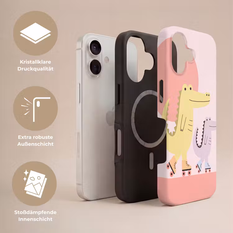 Handyhülle Toughcase - Tiere – Skaten – Illustration – Verspielt – Rosa — 3