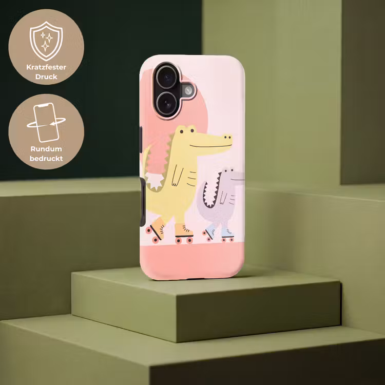 Handyhülle Toughcase - Tiere – Skaten – Illustration – Verspielt – Rosa — 7
