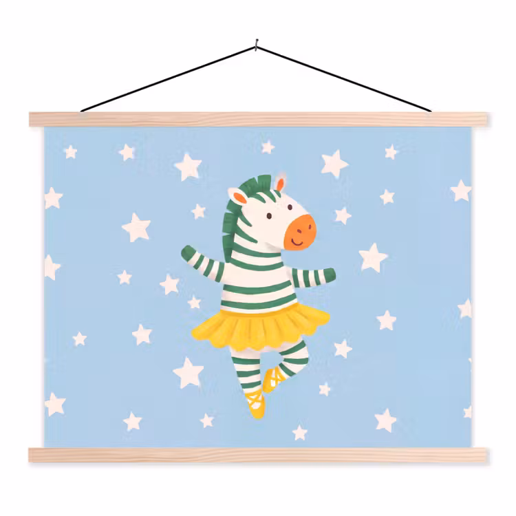 Stoffbild - Tiere – Tanz – Illustration – Kinderzimmer – Sterne — 1