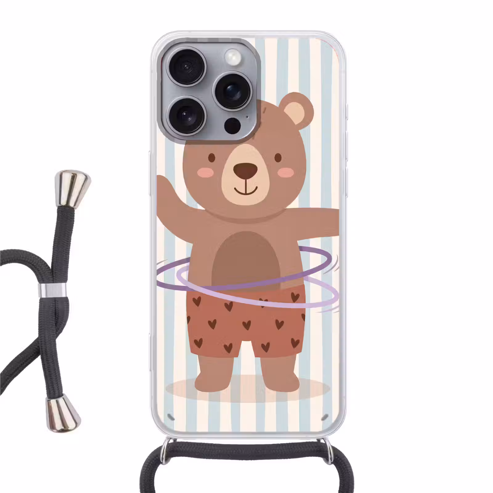 Handyhülle mit Band - Bär – Reifen – Kinderzimmer – Illustration – Braun — 1