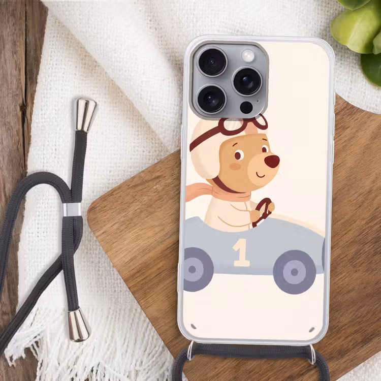 Handyhülle mit Band - Bär – Auto – Kinderzimmer – Cartoon – Verspielt — 3