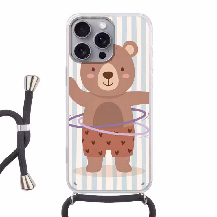 Handyhülle mit Band - Bär – Reifen – Kinderzimmer – Illustration – Braun — 1