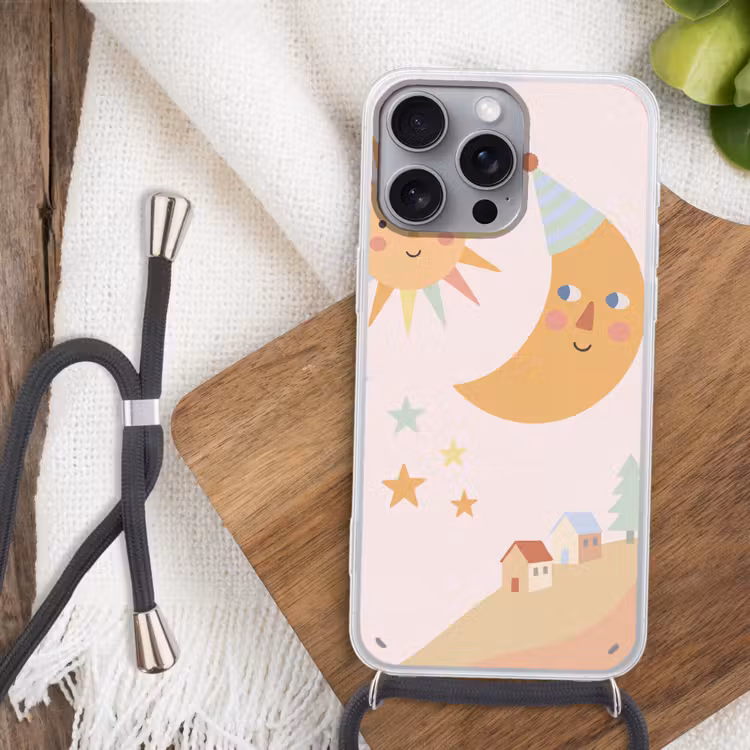 Handyhülle mit Band - Sonne – Mond – Sterne – Kinderzimmer – Pastell — 3