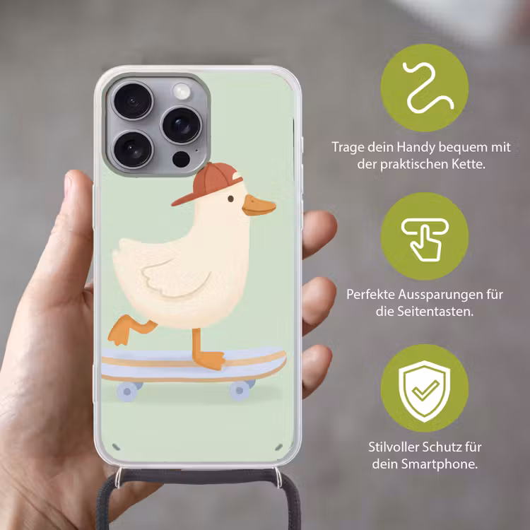 Handyhülle mit Band - Vogel – Skateboard – Tiere – Cartoon – Verspielt — 4