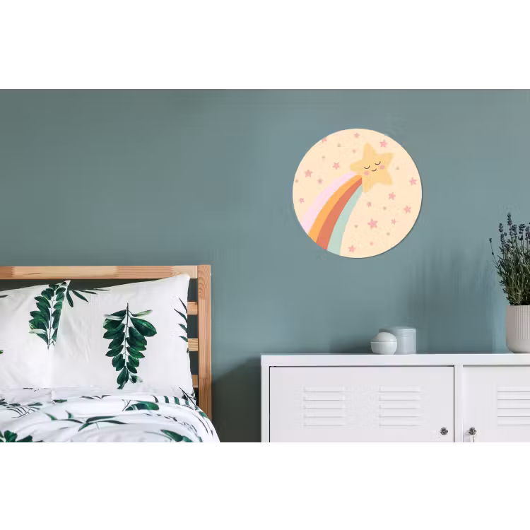 Alu-Dibond-Bild Rund - Stern – Regenbogen – Nacht – Illustration – Pastell — 5