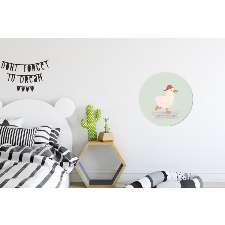 Alu-Dibond-Bild Rund - Vogel – Skateboard – Tiere – Cartoon – Verspielt — 4